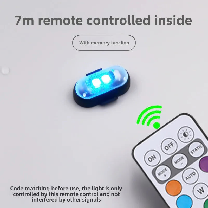 4PCS Wireless LED Strobe Lights with Remote Control, 8 Colors USB Charing Waterproof Emergency Warning Lights